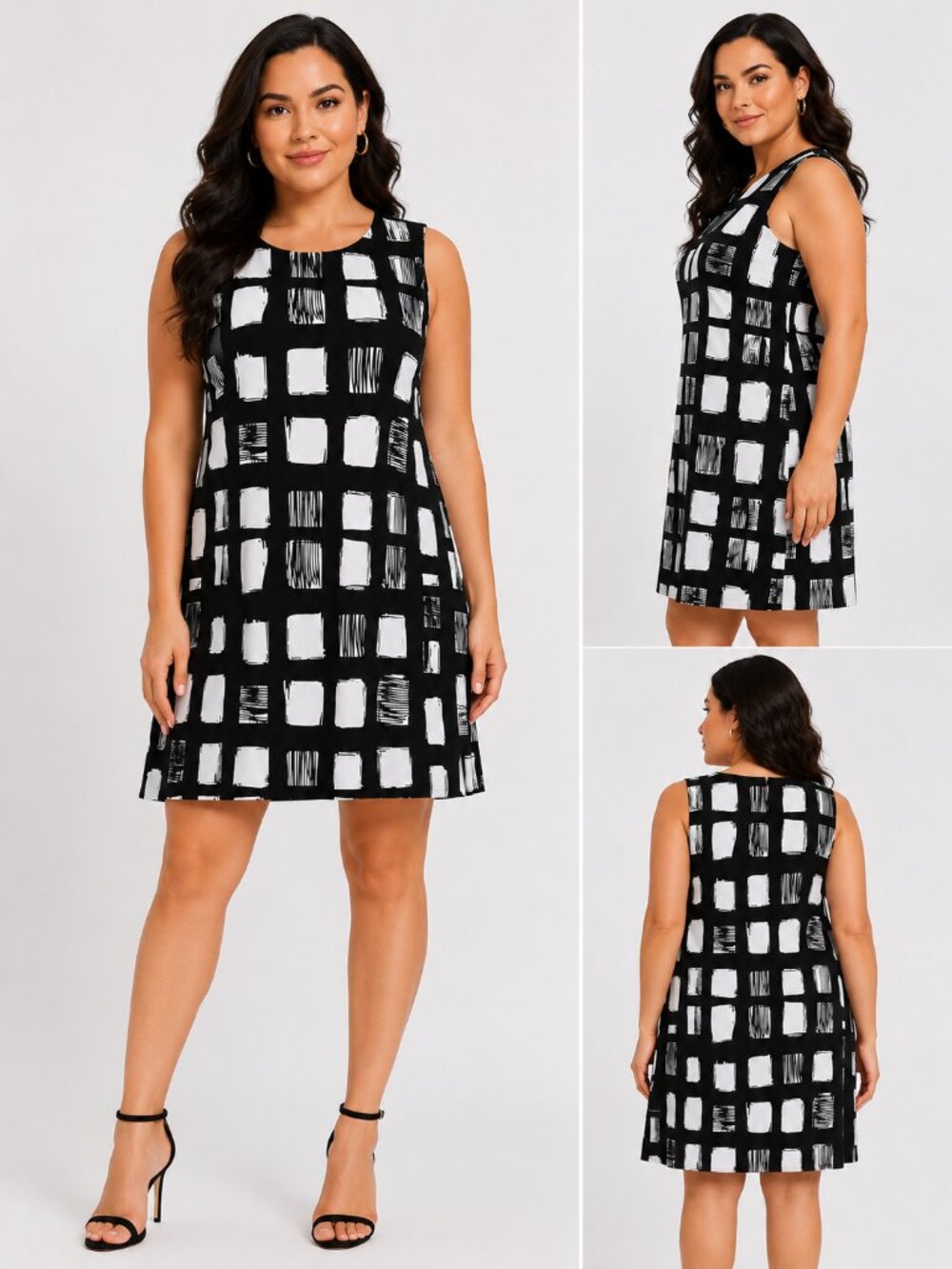 Ronni Nicole Black & White Abstract Print Sleeveless Sheath Dress Size 6